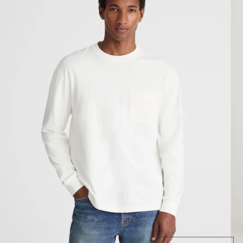 Madewell Beige Thermal Long Sleeve Pocket Tee Size M